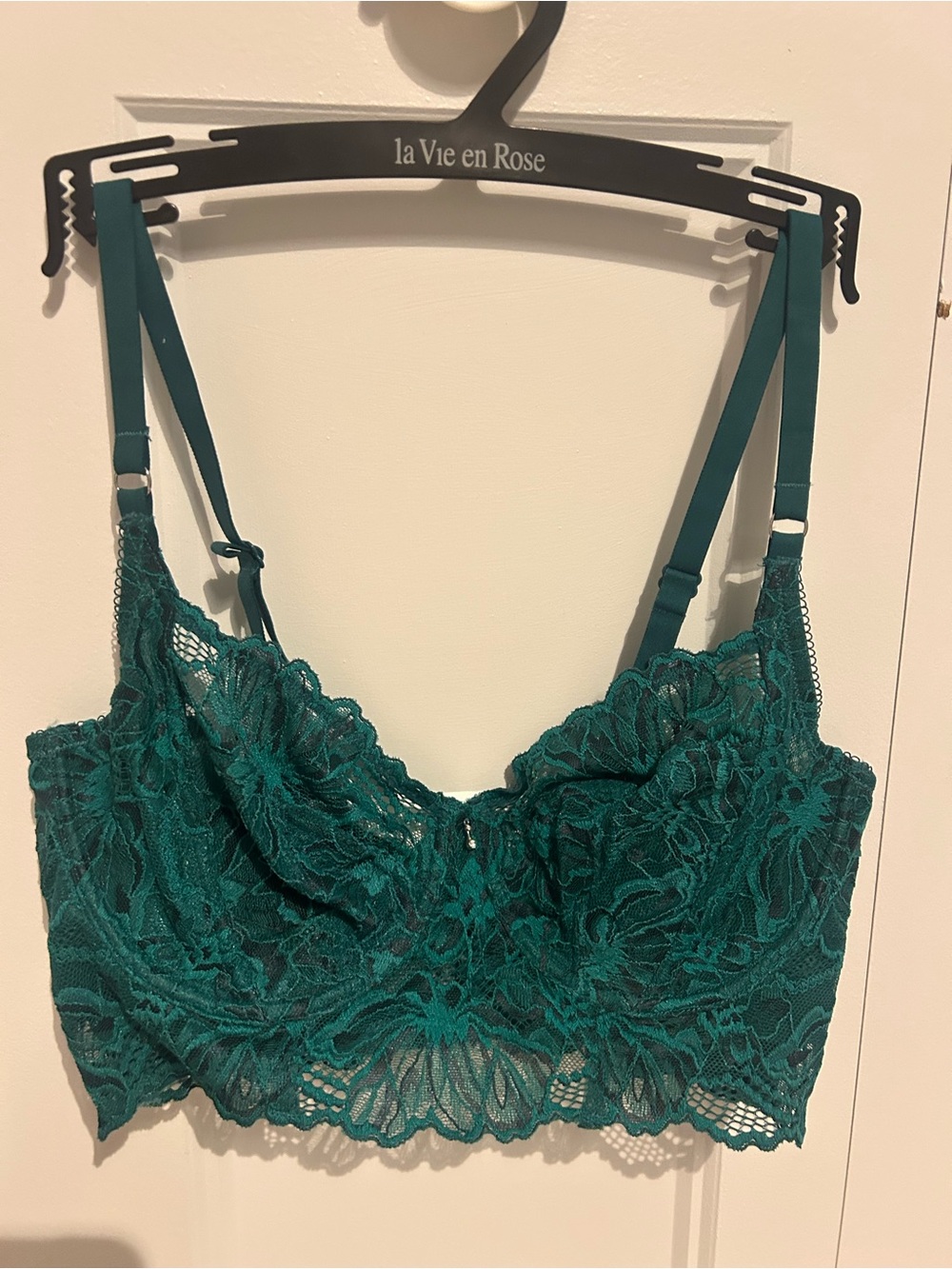La Vie En Rose Teal Floral Lace Longline Bra